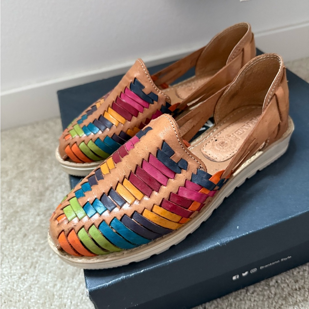 Multicolor Woven Leather Huaraches Flats